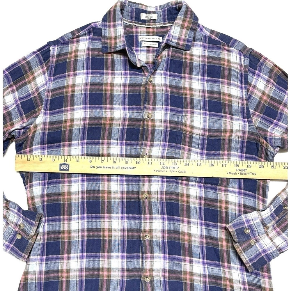 Peter Millar Flannel Shirt Mountainside Collection Purple Plaid Mens Medium - Picture 6 of 9